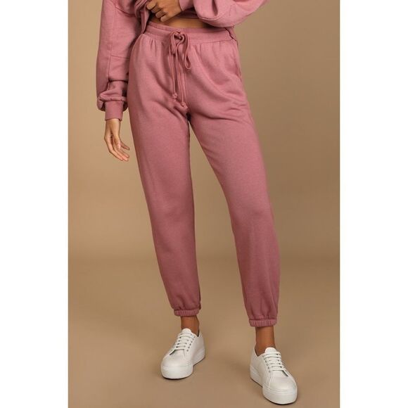 Lulus Boat House Mauve Pink Drawstring Joggers - Picture 1 of 5